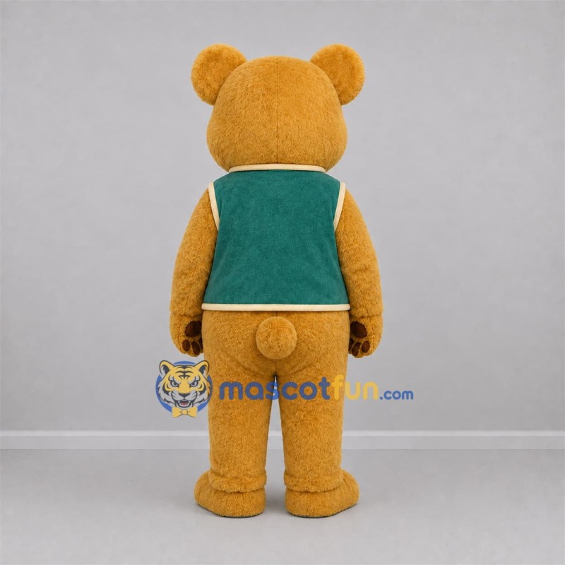 Custom Tan and Green Teddy Bear Mascot Costume Adult Full Body Suit for School Events Custom Tan and Green Teddy Bear Mascot Costume Adult Full Body Suit for School Events
