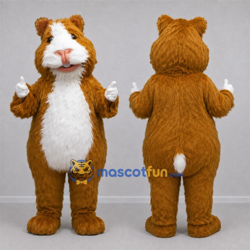 Custom Golden Brown and White Hamster Mascot Costume Adult Full Body Suit for Pet Events
