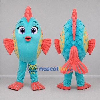 Custom Turquoise and Coral Fish Mascot Costume Adult Full Body Suit for Ocean Events