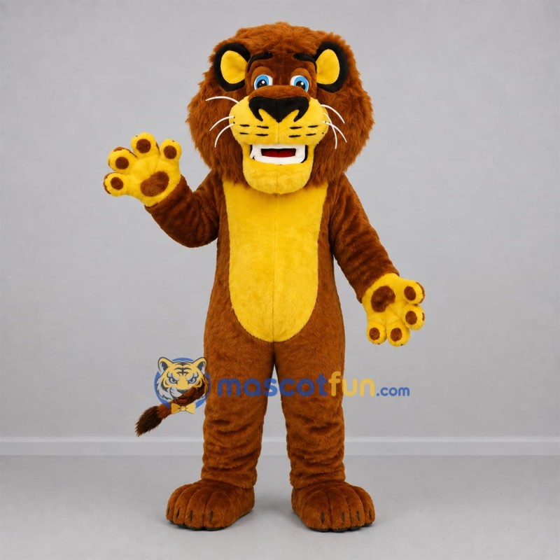 Custom Brown and Yellow Lion Mascot Costume Adult Full Body Suit for Wildlife Events Custom Brown and Yellow Lion Mascot Costume Adult Full Body Suit for Wildlife Events