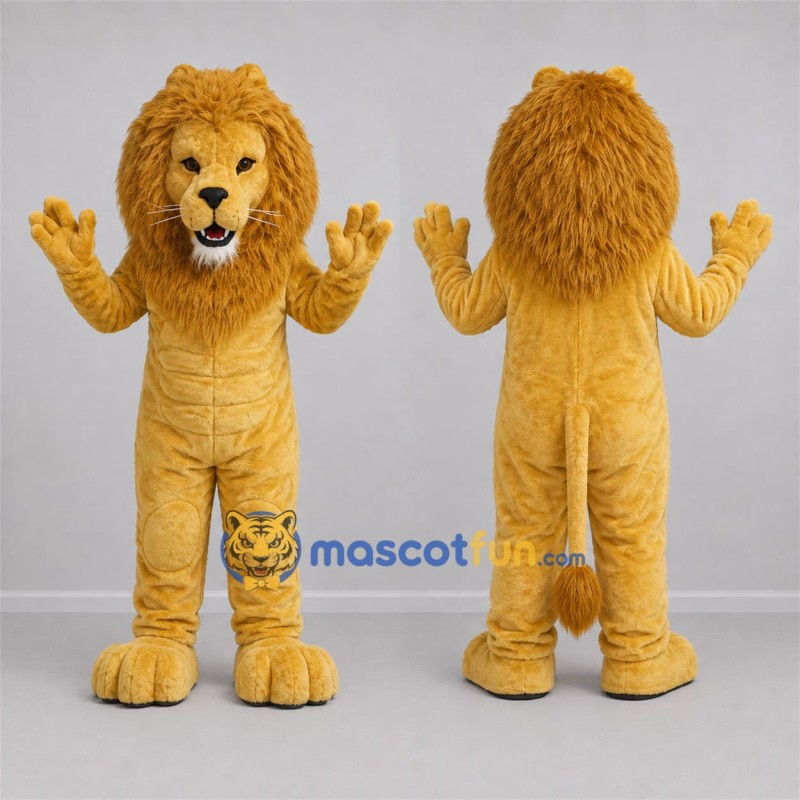 Custom Golden Brown Lion Mascot Costume Adult Full Body Suit for Wildlife Events