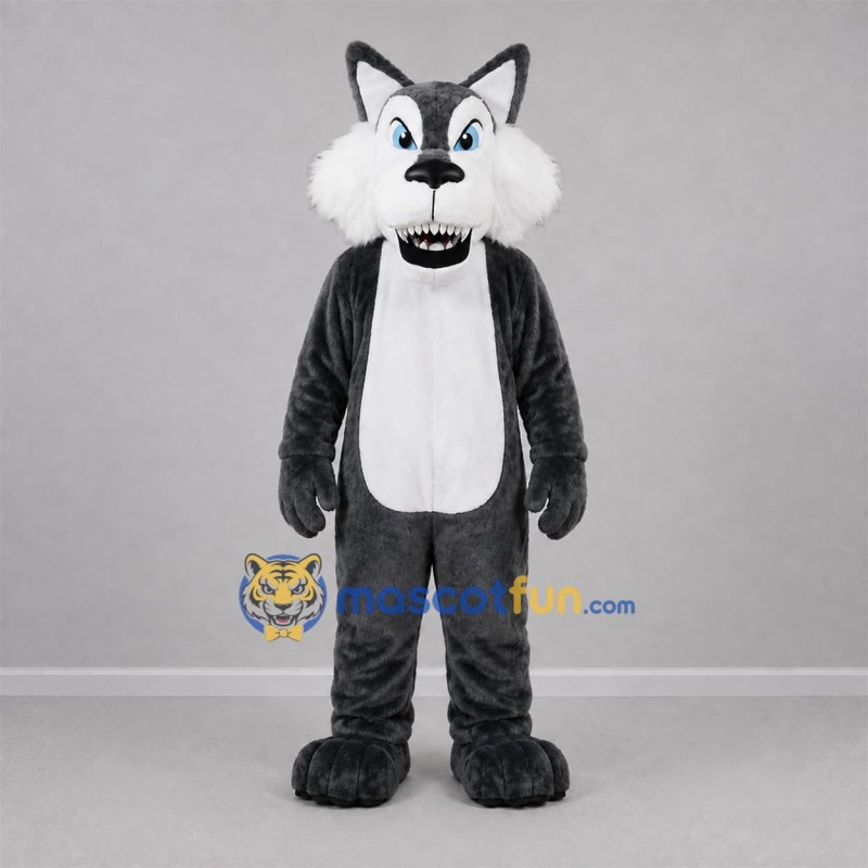 Custom Gray and White Wolf Mascot Costume Adult Full Body Suit for Wildlife Events Custom Gray and White Wolf Mascot Costume Adult Full Body Suit for Wildlife Events