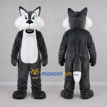 Custom Gray and White Wolf Mascot Costume Adult Full Body Suit for Wildlife Events
