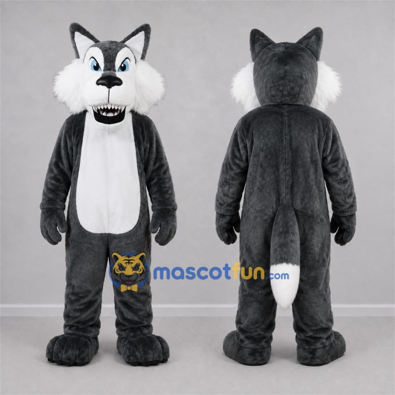 Custom Gray and White Wolf Mascot Costume Adult Full Body Suit for Wildlife Events Custom Gray and White Wolf Mascot Costume Adult Full Body Suit for Wildlife Events