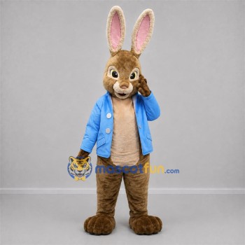 Custom Brown and Blue Rabbit Mascot Costume Adult Full Body Suit for Easter Events Custom Brown and Blue Rabbit Mascot Costume Adult Full Body Suit for Easter Events