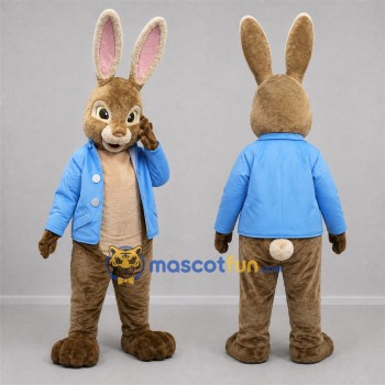 Custom Brown and Blue Rabbit Mascot Costume Adult Full Body Suit for Easter Events
