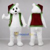 Custom White and Green Christmas Bear Mascot Costume Adult Full Body Suit for Christmas Events Custom White and Green Christmas Bear Mascot Costume Adult Full Body Suit for Christmas Events