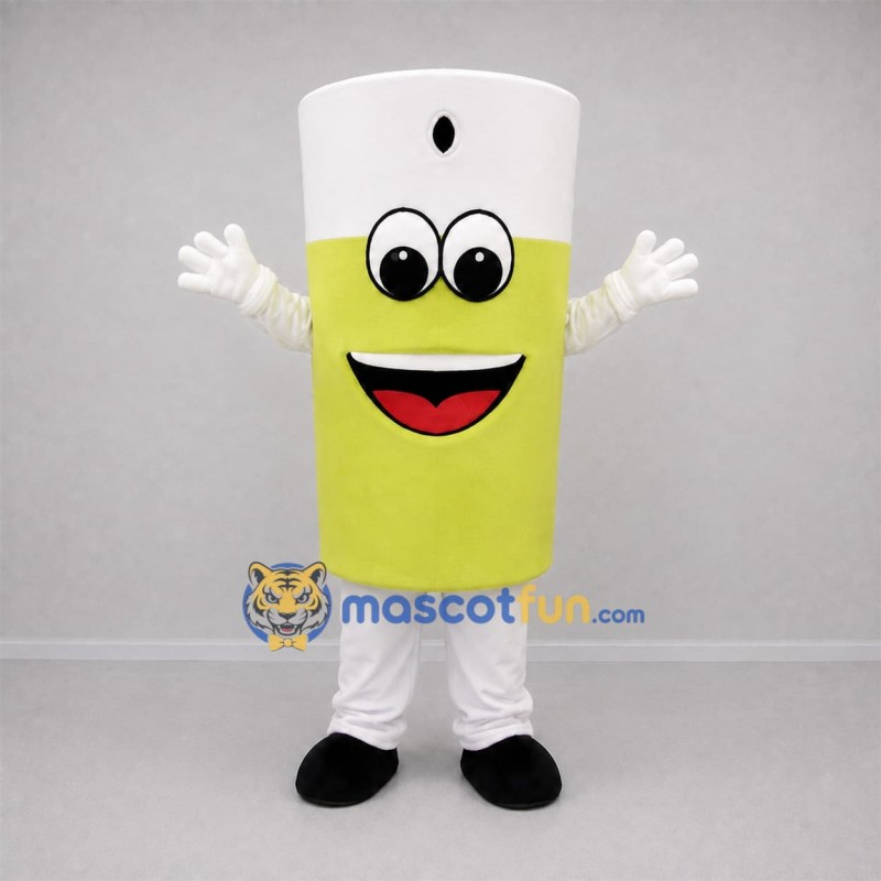 Custom Yellow and White Drink Glass Mascot Costume Adult Full Body Suit for Food Festivals Custom Yellow and White Drink Glass Mascot Costume Adult Full Body Suit for Food Festivals