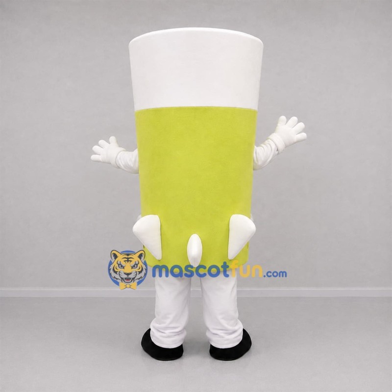 Custom Yellow and White Drink Glass Mascot Costume Adult Full Body Suit for Food Festivals Custom Yellow and White Drink Glass Mascot Costume Adult Full Body Suit for Food Festivals