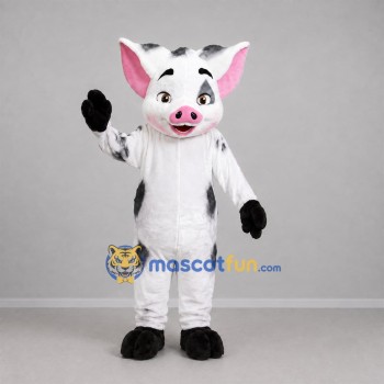 Custom Black and White Pig Mascot Costume Adult Full Body Suit for Farm Events Custom Black and White Pig Mascot Costume Adult Full Body Suit for Farm Events