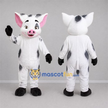 Custom Black and White Pig Mascot Costume Adult Full Body Suit for Farm Events
