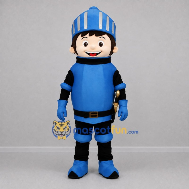 Custom Blue and Black Knight Mascot Costume Adult Full Body Suit for Medieval Events Custom Blue and Black Knight Mascot Costume Adult Full Body Suit for Medieval Events