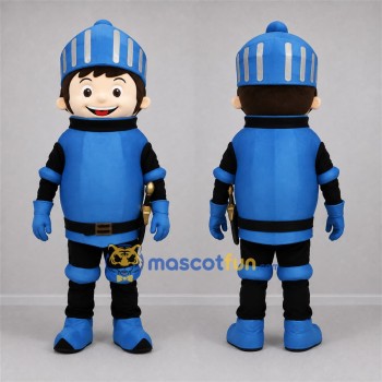 Custom Blue and Black Knight Mascot Costume Adult Full Body Suit for Medieval Events