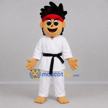 Custom White and Red Martial Artist Mascot Costume Adult Full Body Suit for Martial Arts Events Custom White and Red Martial Artist Mascot Costume Adult Full Body Suit for Martial Arts Events