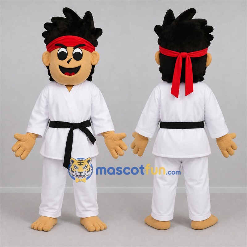 Custom White and Red Martial Artist Mascot Costume Adult Full Body Suit for Martial Arts Events Custom White and Red Martial Artist Mascot Costume Adult Full Body Suit for Martial Arts Events