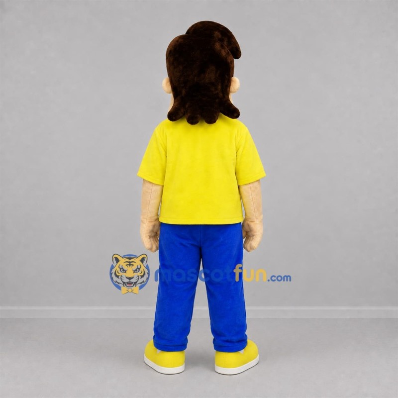 Custom Yellow and Blue Boy Mascot Costume Adult Full Body Suit for School Events Custom Yellow and Blue Boy Mascot Costume Adult Full Body Suit for School Events