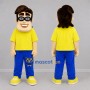 Custom Yellow and Blue Boy Mascot Costume Adult Full Body Suit for School Events