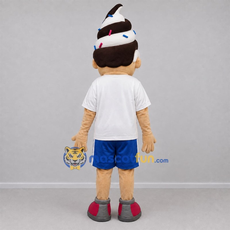 Custom White and Blue Ice Cream Boy Mascot Costume Adult Full Body Suit for Food Festivals Custom White and Blue Ice Cream Boy Mascot Costume Adult Full Body Suit for Food Festivals