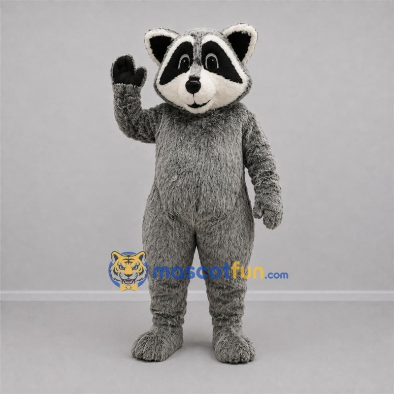 Custom Gray and Black Raccoon Mascot Costume Adult Full Body Suit for Wildlife Events Custom Gray and Black Raccoon Mascot Costume Adult Full Body Suit for Wildlife Events