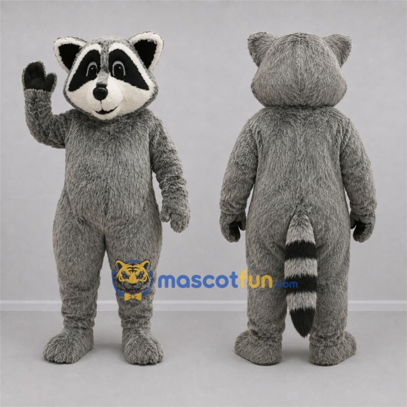 Custom Gray and Black Raccoon Mascot Costume Adult Full Body Suit for Wildlife Events Custom Gray and Black Raccoon Mascot Costume Adult Full Body Suit for Wildlife Events