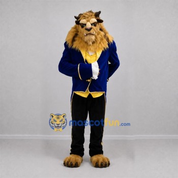 Custom Brown and Blue Beast Prince Mascot Costume Adult Full Body Suit for Fantasy Events Custom Brown and Blue Beast Prince Mascot Costume Adult Full Body Suit for Fantasy Events