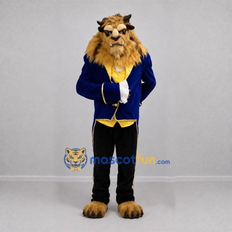 Custom Brown and Blue Beast Prince Mascot Costume Adult Full Body Suit for Fantasy Events Custom Brown and Blue Beast Prince Mascot Costume Adult Full Body Suit for Fantasy Events