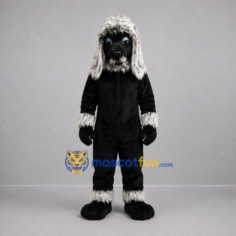 Custom Black and White Winged Dog Mascot Costume Adult Full Body Suit for Fantasy Events Custom Black and White Winged Dog Mascot Costume Adult Full Body Suit for Fantasy Events