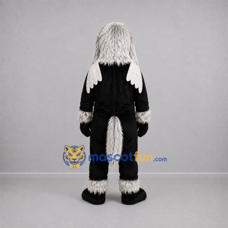Custom Black and White Winged Dog Mascot Costume Adult Full Body Suit for Fantasy Events Custom Black and White Winged Dog Mascot Costume Adult Full Body Suit for Fantasy Events