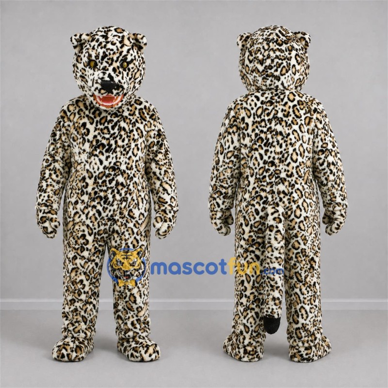 Custom Tan and Black Leopard Mascot Costume Adult Full Body Suit for Wildlife Events Custom Tan and Black Leopard Mascot Costume Adult Full Body Suit for Wildlife Events