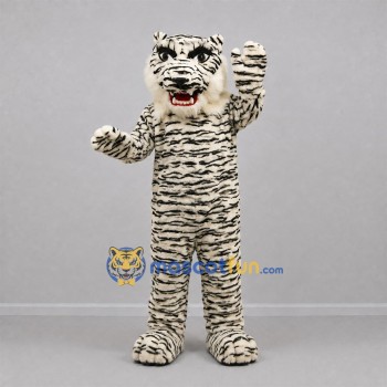 Custom White and Black White Tiger Mascot Costume Adult Full Body Suit for Wildlife Events Custom White and Black White Tiger Mascot Costume Adult Full Body Suit for Wildlife Events