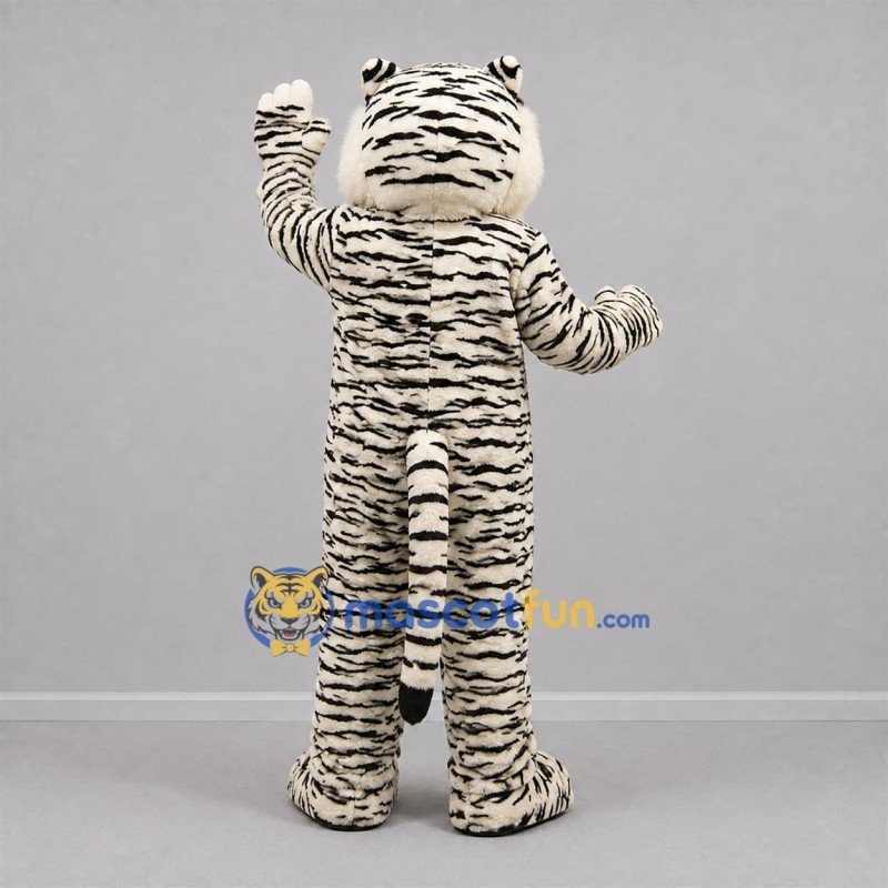 Custom White and Black White Tiger Mascot Costume Adult Full Body Suit for Wildlife Events Custom White and Black White Tiger Mascot Costume Adult Full Body Suit for Wildlife Events