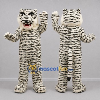 Custom White and Black White Tiger Mascot Costume Adult Full Body Suit for Wildlife Events