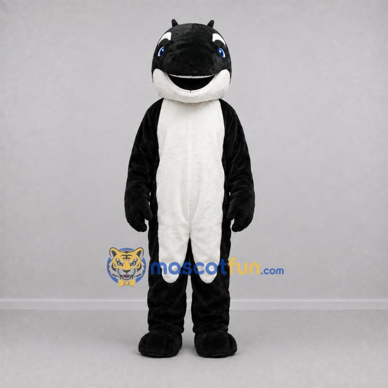 Custom Black and White Sea Animal Mascot Costume Adult Full Body Suit for Ocean Events Custom Black and White Sea Animal Mascot Costume Adult Full Body Suit for Ocean Events