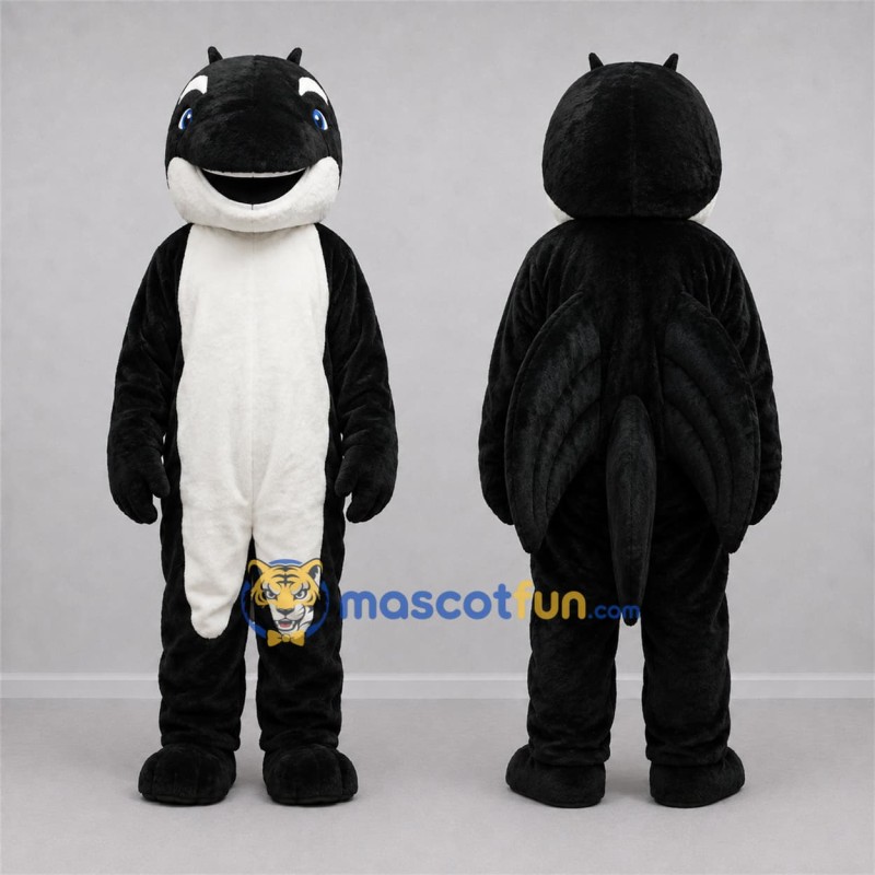 Custom Black and White Sea Animal Mascot Costume Adult Full Body Suit for Ocean Events Custom Black and White Sea Animal Mascot Costume Adult Full Body Suit for Ocean Events