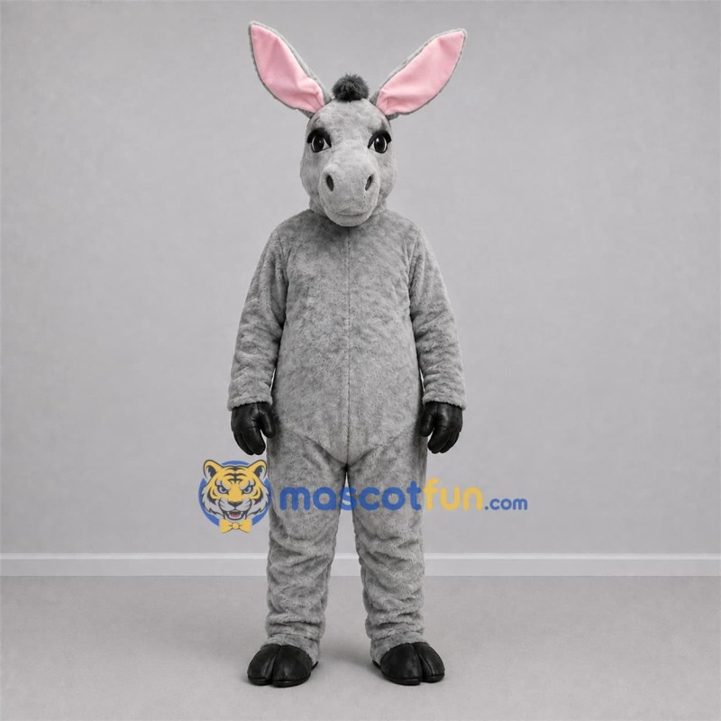 Custom Gray and Pink Donkey Mascot Costume Adult Full Body Suit for Farm Events