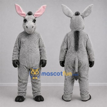 Custom Gray and Pink Donkey Mascot Costume Adult Full Body Suit for Farm Events