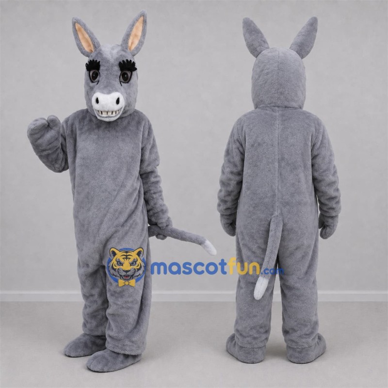 Custom Gray Donkey Mascot Costume Adult Full Body Suit for Farm Events Custom Gray Donkey Mascot Costume Adult Full Body Suit for Farm Events