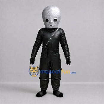 Custom Silver and Black Alien Mascot Costume Adult Full Body Suit for Space Events Custom Silver and Black Alien Mascot Costume Adult Full Body Suit for Space Events