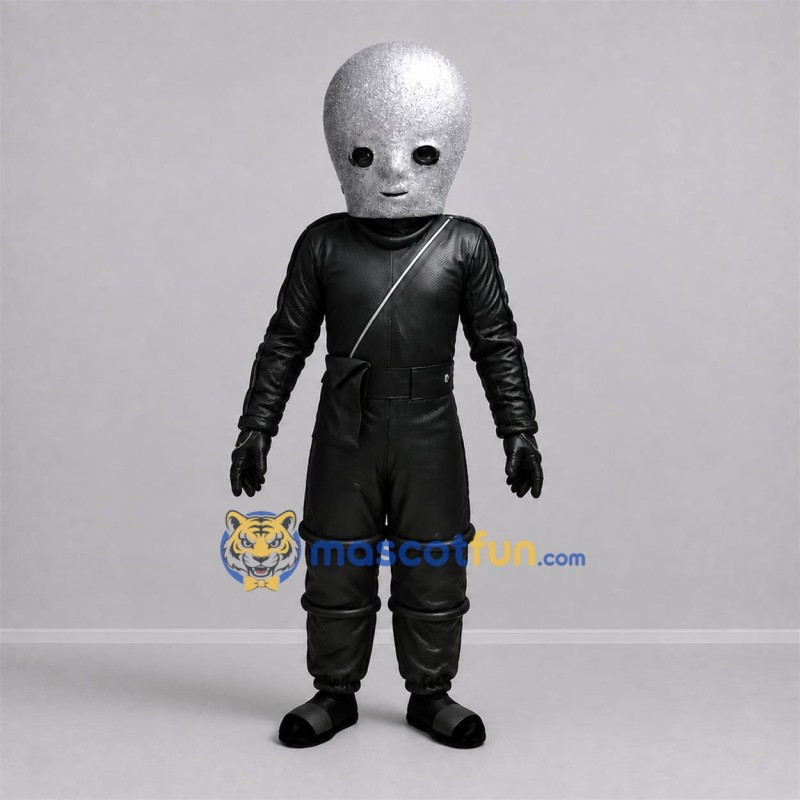 Custom Silver and Black Alien Mascot Costume Adult Full Body Suit for Space Events Custom Silver and Black Alien Mascot Costume Adult Full Body Suit for Space Events