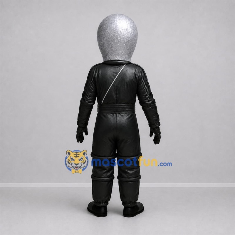 Custom Silver and Black Alien Mascot Costume Adult Full Body Suit for Space Events Custom Silver and Black Alien Mascot Costume Adult Full Body Suit for Space Events