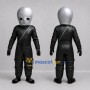 Custom Silver and Black Alien Mascot Costume Adult Full Body Suit for Space Events