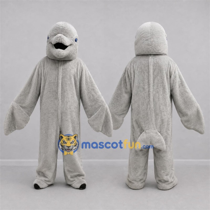 Custom Gray Dolphin Mascot Costume Adult Full Body Suit for Ocean Events Custom Gray Dolphin Mascot Costume Adult Full Body Suit for Ocean Events