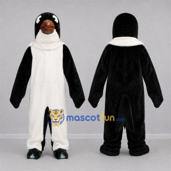 Custom Black and White Penguin Mascot Costume Adult Full Body Suit for Winter Events