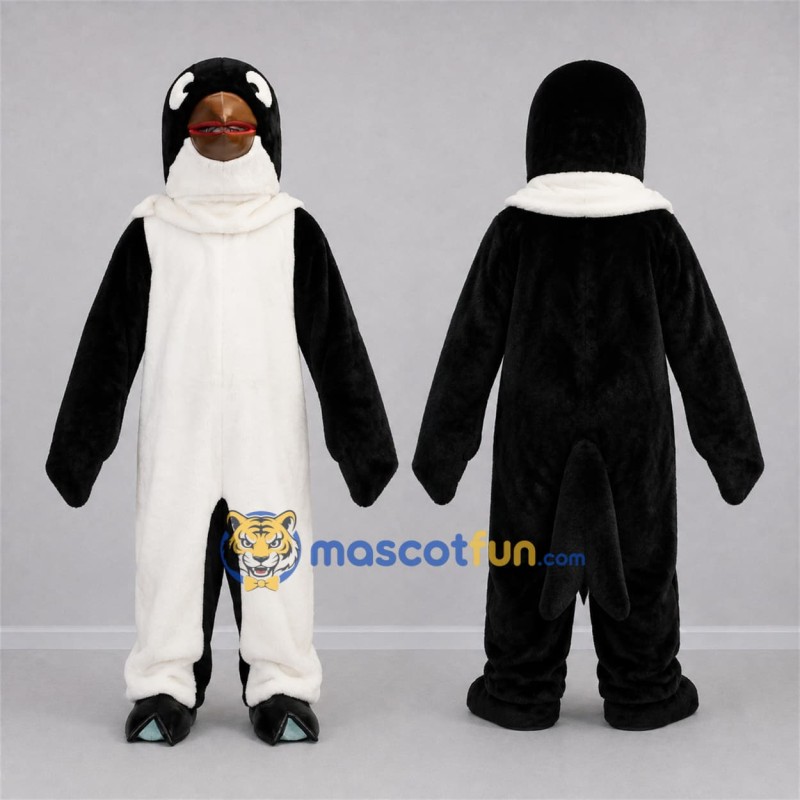 Custom Black and White Penguin Mascot Costume Adult Full Body Suit for Winter Events Custom Black and White Penguin Mascot Costume Adult Full Body Suit for Winter Events