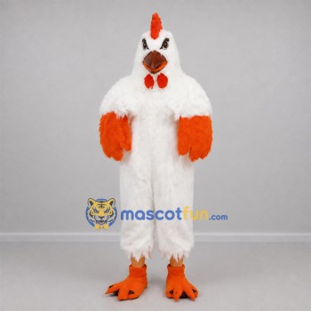 Custom White and Orange Rooster Mascot Costume Adult Full Body Suit for Farm Events Custom White and Orange Rooster Mascot Costume Adult Full Body Suit for Farm Events
