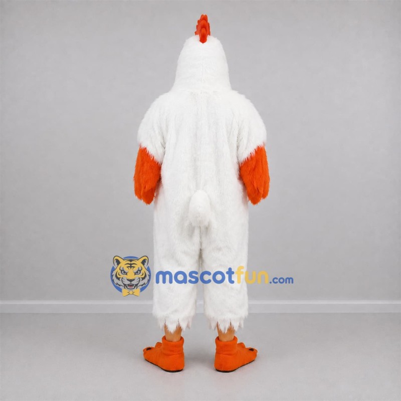 Custom White and Orange Rooster Mascot Costume Adult Full Body Suit for Farm Events Custom White and Orange Rooster Mascot Costume Adult Full Body Suit for Farm Events