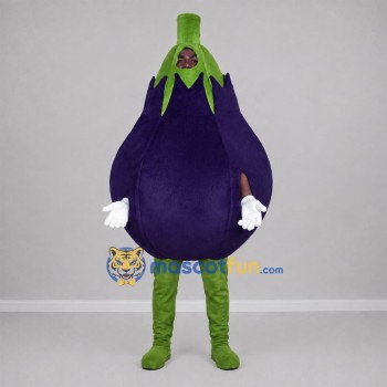 Custom Purple and Green Eggplant Mascot Costume Adult Full Body Suit for Food Festivals Custom Purple and Green Eggplant Mascot Costume Adult Full Body Suit for Food Festivals