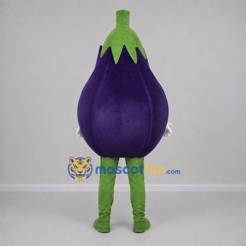 Custom Purple and Green Eggplant Mascot Costume Adult Full Body Suit for Food Festivals Custom Purple and Green Eggplant Mascot Costume Adult Full Body Suit for Food Festivals