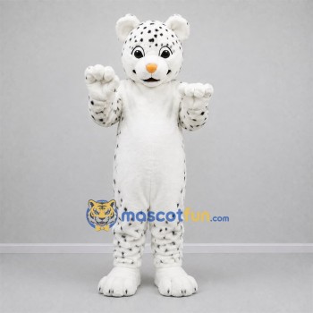 Custom White and Black Snow Leopard Mascot Costume Adult Full Body Suit for Wildlife Events