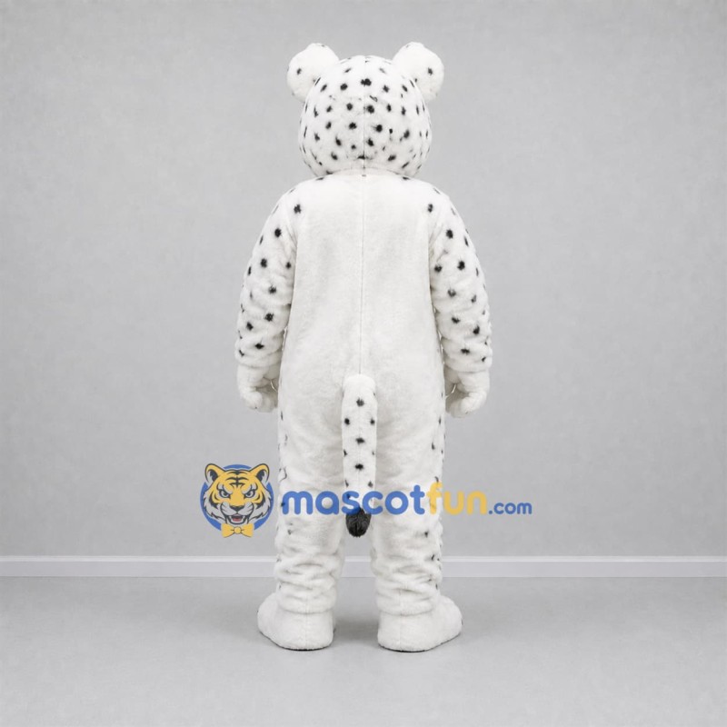 Custom White and Black Snow Leopard Mascot Costume Adult Full Body Suit for Wildlife Events Custom White and Black Snow Leopard Mascot Costume Adult Full Body Suit for Wildlife Events